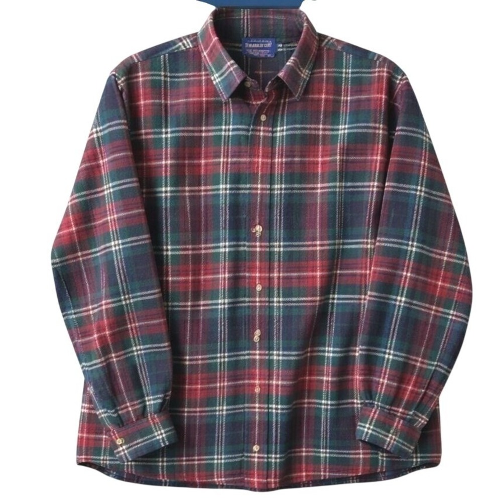 Pendleton Wool Plaid Flannel Shirt Mens XXL Long Red Green Blue Tartan Button Up